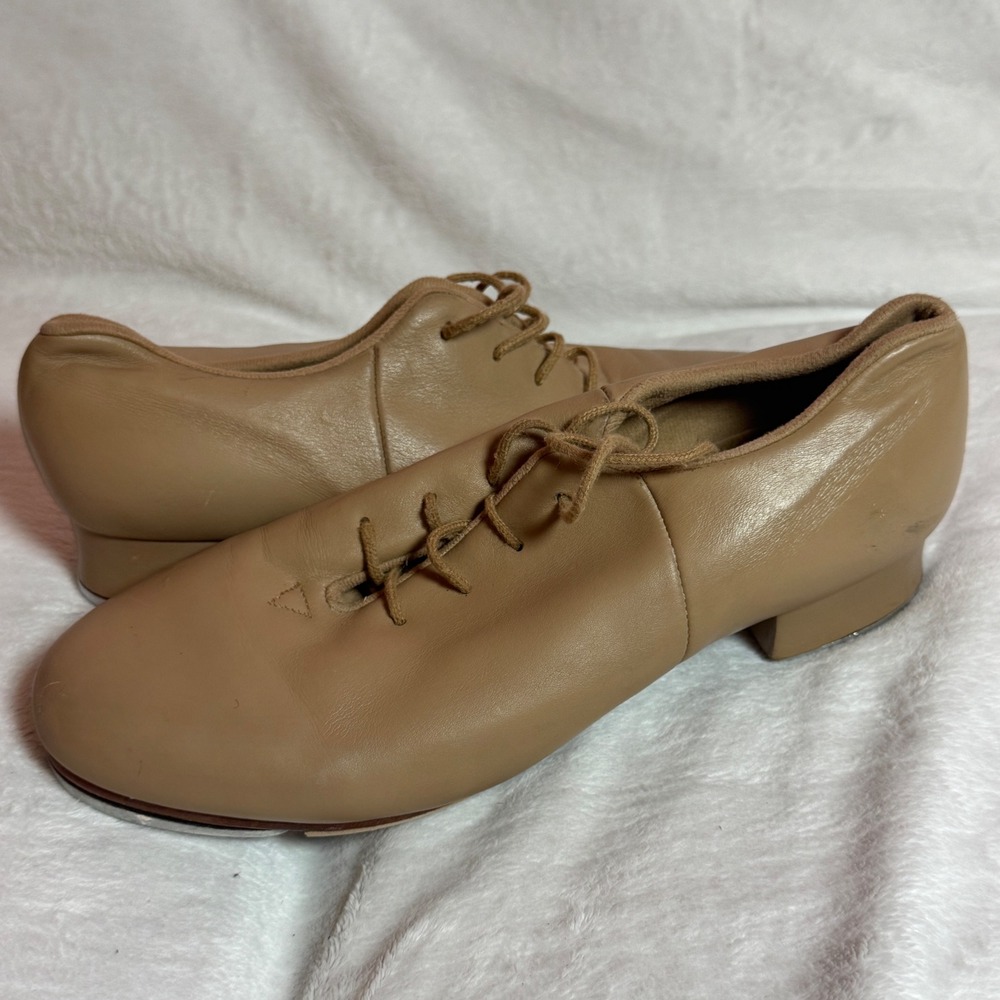 Bloch Shock Wave Tan Leather Lace Up Tap Shoes Women's Size 9M, Dance, Techno